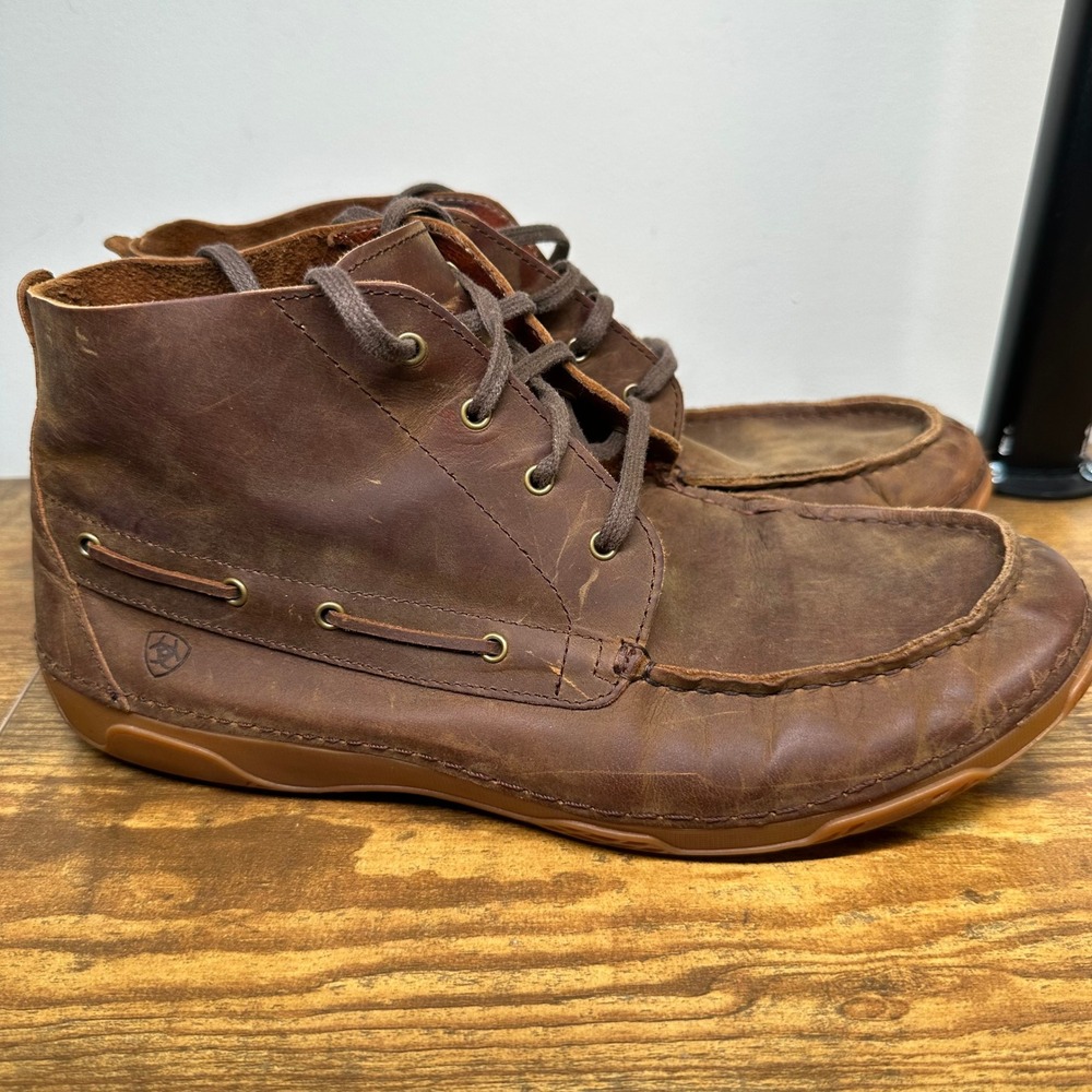 Ariat Lookout Boots Brown Leather Moc Toe Ankle Boot 10014116 Mens 6 Womens 7.5